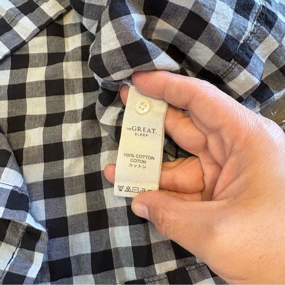 The Great Plaid Button Front Top Black Oversized Boxy Lagenlook Sleep Collection - Picture 5 of 8